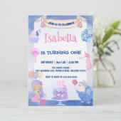 Schattige Zeemeermin Regenboog Waterverf Verjaarda Kaart (Staand voorkant)