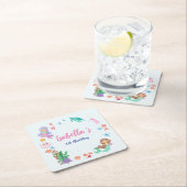 Schattige Zeemeermin Regenboog Waterverf Verjaarda Kartonnen Onderzetters (Insitu)