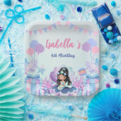 Schattige Zeemeermin Regenboog Waterverf Verjaarda Papieren Bordje (Feest)