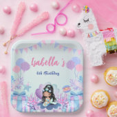 Schattige Zeemeermin Regenboog Waterverf Verjaarda Papieren Bordje (Feest)