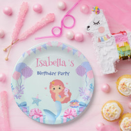 Schattige Zeemeermin Regenboog Waterverf Verjaarda Papieren Bordje