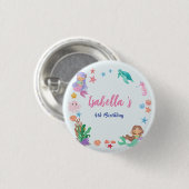 Schattige Zeemeermin Regenboog Waterverf Verjaarda Ronde Button 3,2 Cm (Voorkant /achterkant)