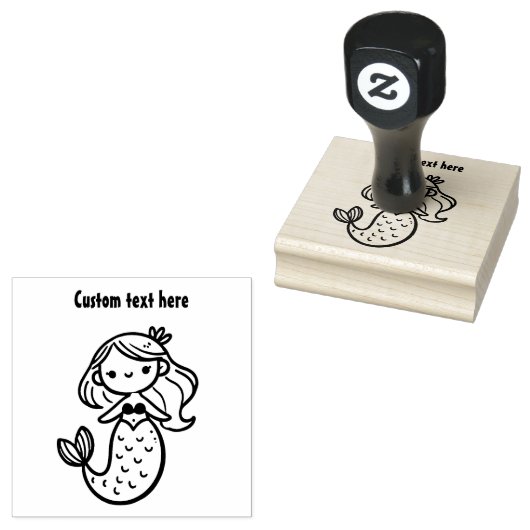 Schattige zeemeermin rubberstempel (Gestempeld)