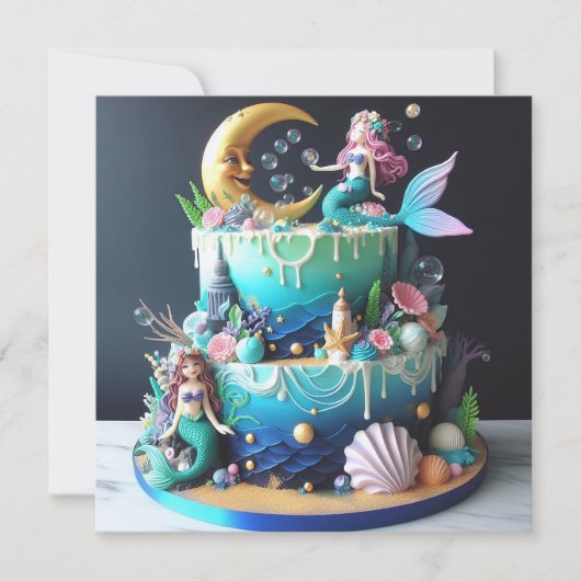 SCHATTIGE ZEEMEERMIN THEMA KINDEREN VERJAARDAGSTAA KAART (Voorkant)