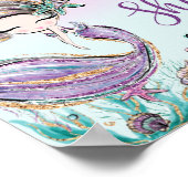 Schattige Zeemeermin Verjaardag Baby Shower Neem e Poster (Hoek)