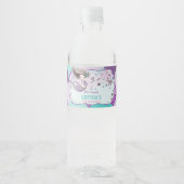 Schattige Zeemeermin Verjaardagsfeest Onder het Ze Waterfles Etiket (Voorkant)
