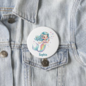 Schattige Zeemeermin Verjaardagsnaam Ronde Button 7,6 Cm (In situ)