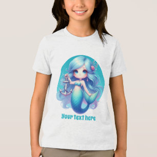 Schattige zeemeerminliefhebbers aanpasbare meisjes Tri-Blend shirt