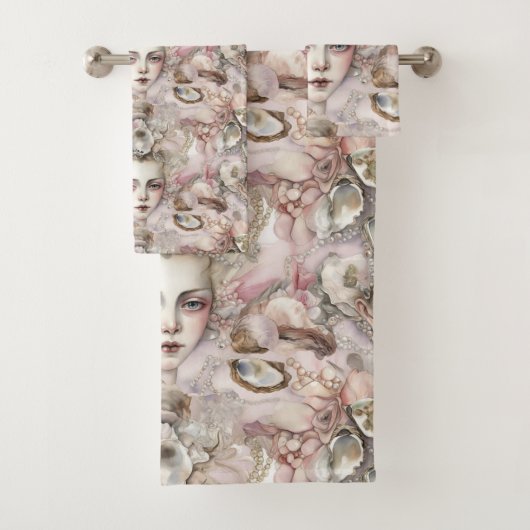 schattige zeemeerminnen schillen parels bad handdoek (Insitu)