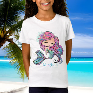 schattige zeemeerminnen voegen naam toe t-shirt