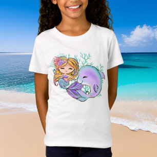schattige zeemeerminnen voegen naam toe t-shirt