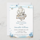 Schattige zeeolifant Ahoy Het is een jongen Babyfe Kaart (Voorkant)