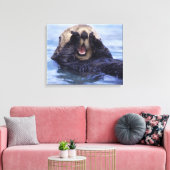 Schattige zeeotter | Alaska, VS Canvas Afdruk (Insitu (Woonkamer))
