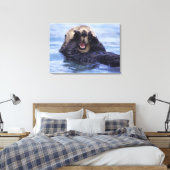 Schattige zeeotter | Alaska, VS Canvas Afdruk (Insitu (Slaapkamer))