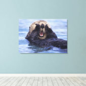 Schattige zeeotter | Alaska, VS Canvas Afdruk (Insitu (Houten vloer))