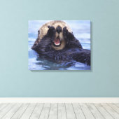 Schattige zeeotter | Alaska, VS Canvas Afdruk (Insitu (Houten vloer))