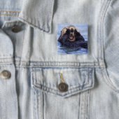 Schattige zeeotter | Alaska, VS Vierkante Button 5,1 Cm (In situ)
