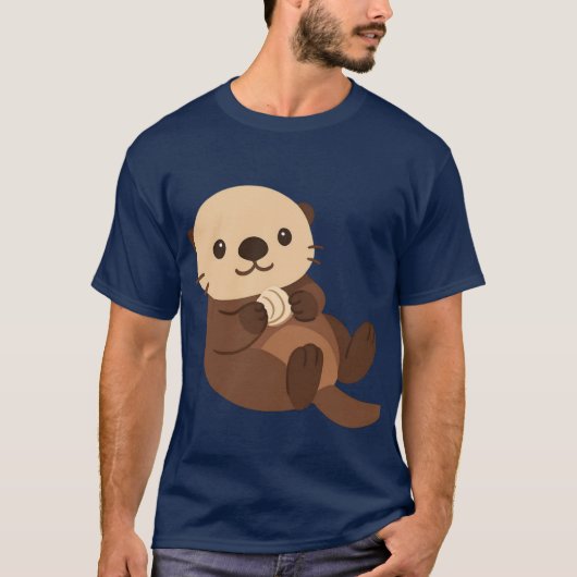 Schattige Zeeotter met Schelp T-shirt (Voorkant)