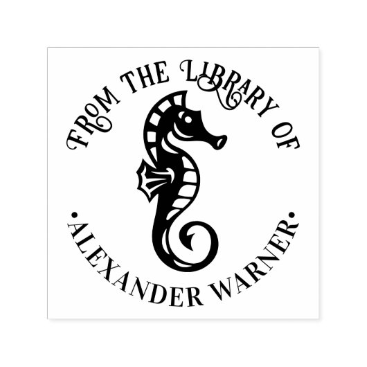 Schattige zeepaardje #4 Oceaanstrand Thema Bibliot Zelfinktende Stempel (Design)