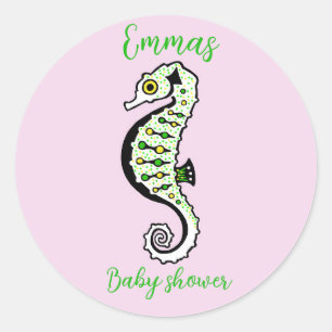 Schattige ZEEPAARDJE-Dier - Baby shower - personal Ronde Sticker