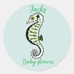 Schattige ZEEPAARDJE - Ocean Aqua - Baby shower Ronde Sticker