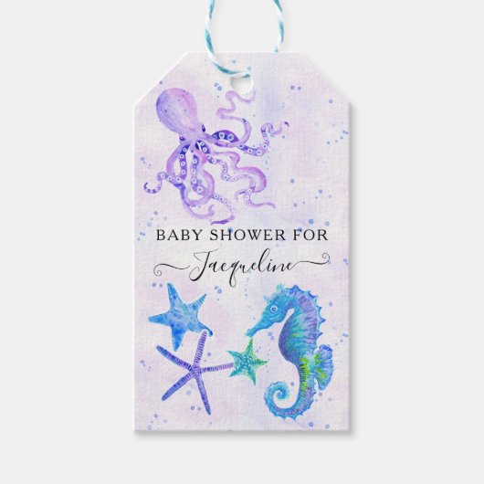 Schattige Zeepaardje Octopus Starfish Beach Baby s Cadeaulabel (Voorkant)