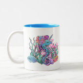 schattige zeepaardliefhebbers voegen monogram toe tweekleurige koffiemok (Links)