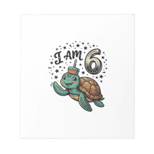 Schattige zeeschildpad 6e verjaardag vintage shirt notitieblok