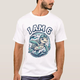 Schattige zeeschildpad Ik ben 6 verjaardag vintage T-shirt