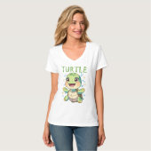 Schattige zeeschildpad met bloemen t-shirt (Voorkant volledig)