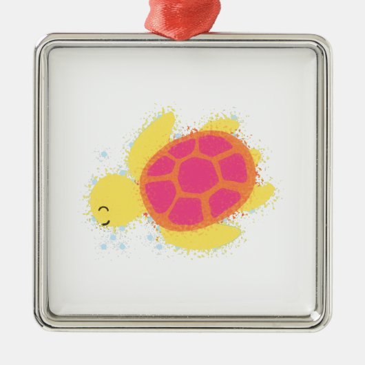 Schattige zeeschildpad metalen ornament (Voorkant)