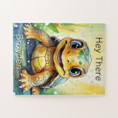 Schattige zeeschildpad onder de zee gepersonalisee legpuzzel (Horizontaal)