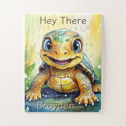 Schattige zeeschildpad onder de zee gepersonalisee legpuzzel (Verticaal)