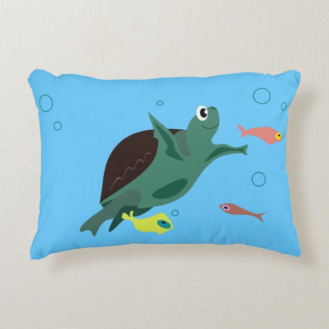 Schattige zeeschildpad onder zee kunst accent kussen (Voorkant)