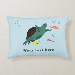 Schattige zeeschildpad onder zee kunst accent kussen