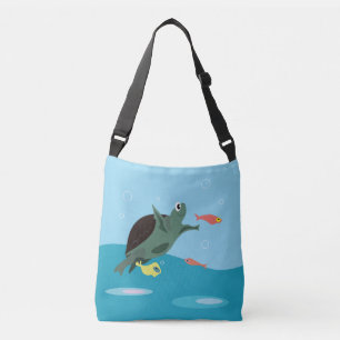 Schattige zeeschildpad onder zee kunst crossbody tas