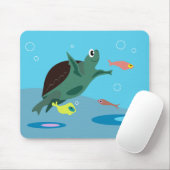 Schattige zeeschildpad onder zee kunst muismat (Met muis)