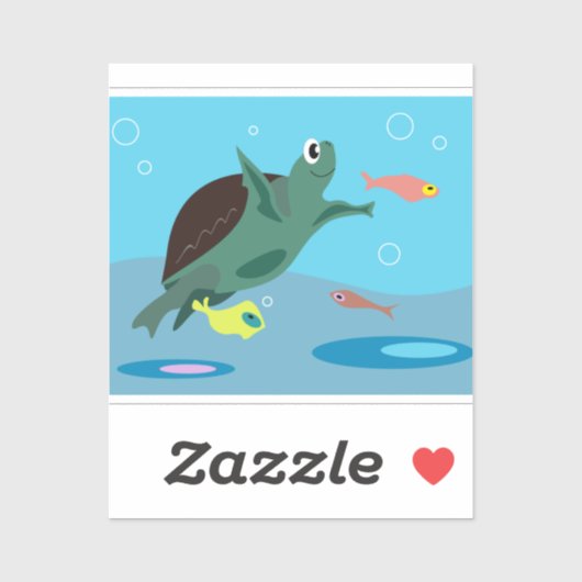 Schattige zeeschildpad onder zee kunst sticker (Vel)