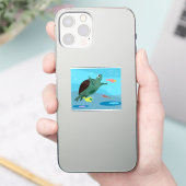 Schattige zeeschildpad onder zee kunst sticker (Telefoon)