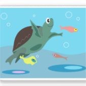 Schattige zeeschildpad onder zee kunst sticker (Voorkant)