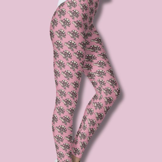 Schattige zeeschildpad roze leggings