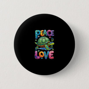 Schattige Zeeschildpad Vrede Liefde Schildpadden S Ronde Button 5,7 Cm