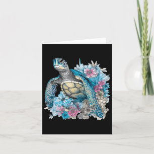 Schattige Zeeschildpad Wilde Bloemen Dierenvriend Kaart