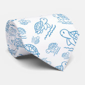 Schattige Zeeschildpad Zeevaart Doodle Patroon Stropdas (Opgerold)