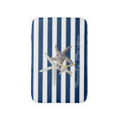 Schattige Zeester ,Marineblauwe Strepen-Personalis Badmat (Voorkant Verticaal)