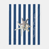 Schattige Zeester ,Marineblauwe Strepen-Personalis Fleece Deken (Voorkant)