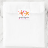 Schattige zeesterren dier cartoon boekenplaat boek vierkante sticker (Tas)