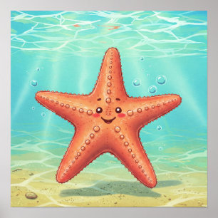 Schattige zeesterren Poster