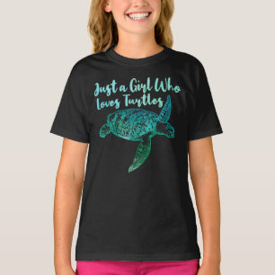 Schattige zeewaterverf Meisje dat van schildpadden T-shirt