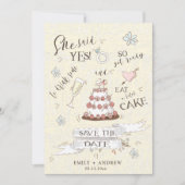 Schattige zei ze ja Cartoon stijl save the date Kaart (Voorkant)